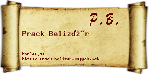 Prack Belizár névjegykártya